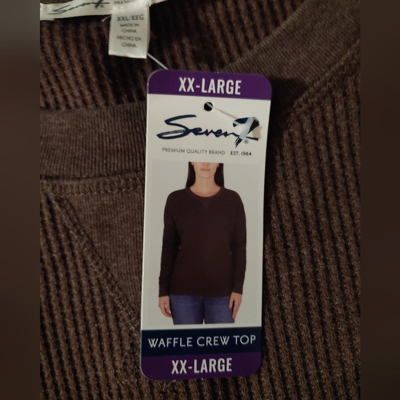 NWT Seven7 Waffle Knit Shirt, Brown, XXL - Picture 4 of 6